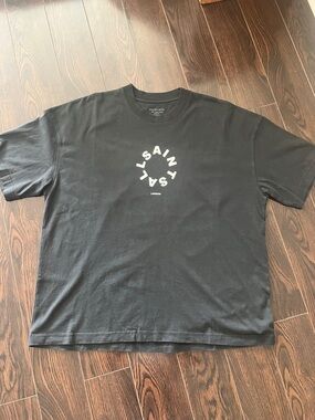 AllSaints Black Tee with White Circular Logo